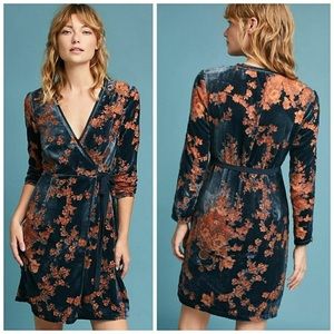 Anthropologie Eri + Ali Enya Velvet Wrap Dress